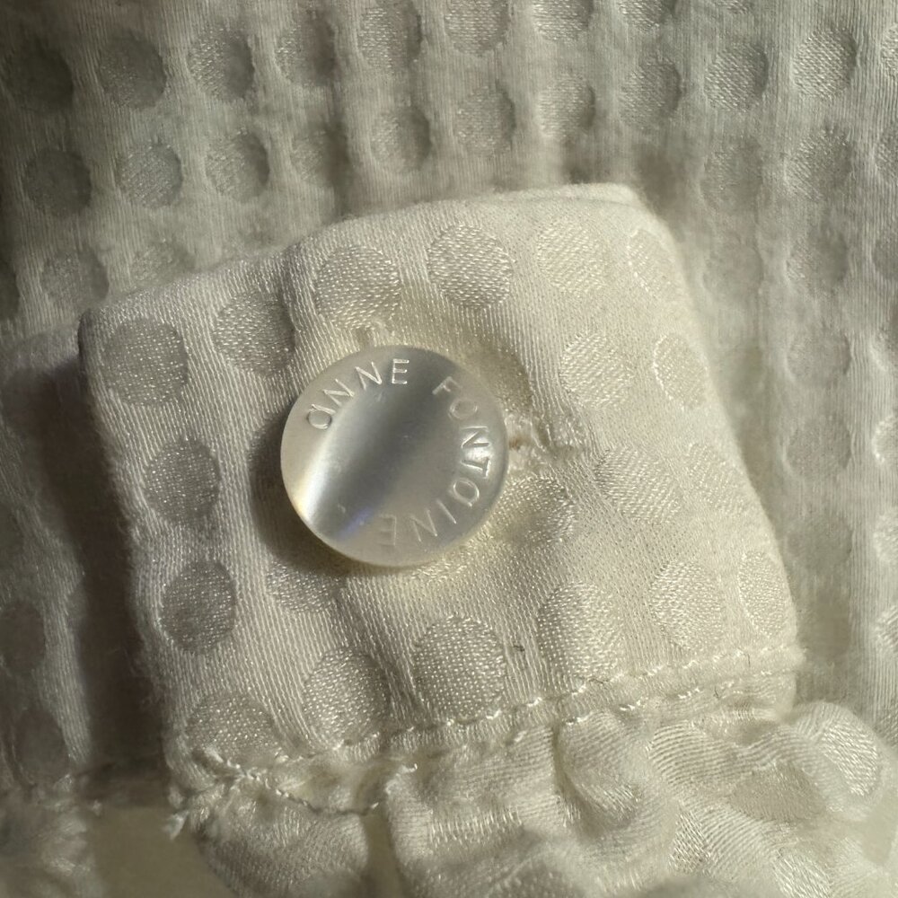 Anne Fontaine (Paris) Off-white Short Sleeve Buttoned, Cotton-Silk Blouse, sz 12